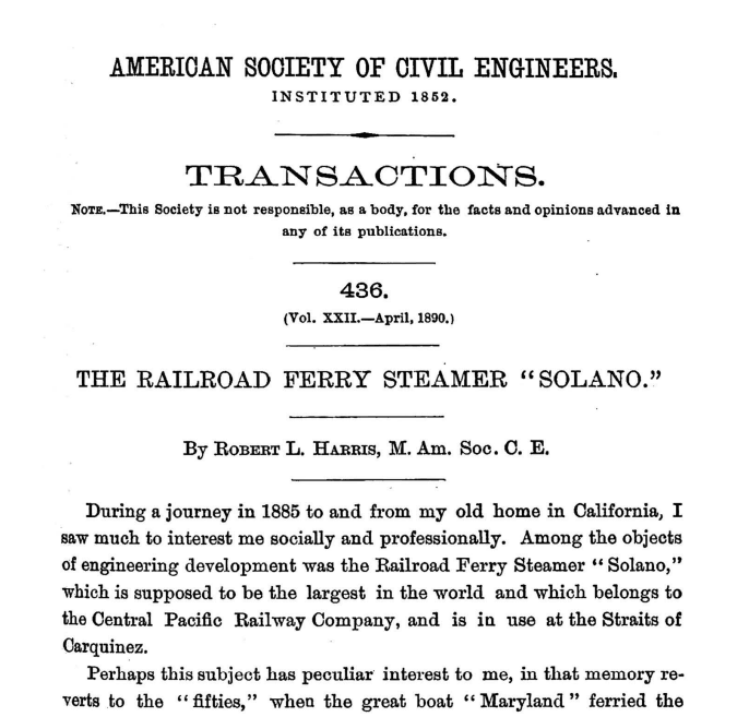 The Railroad Ferry Steamer “Solano”