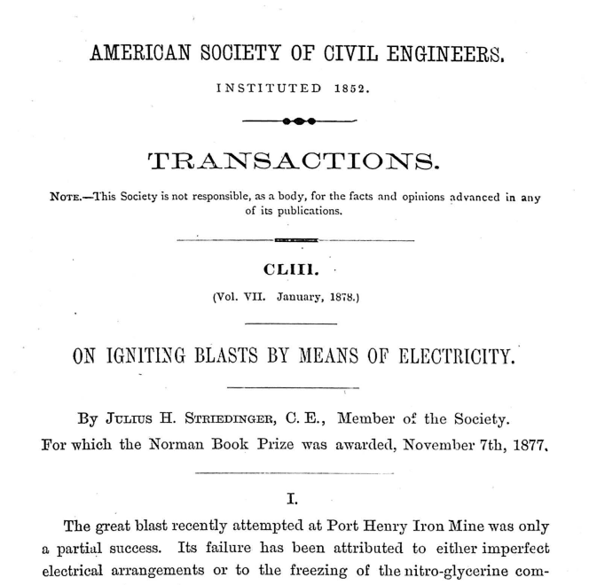 On Igniting Blasts by Means of Electricity